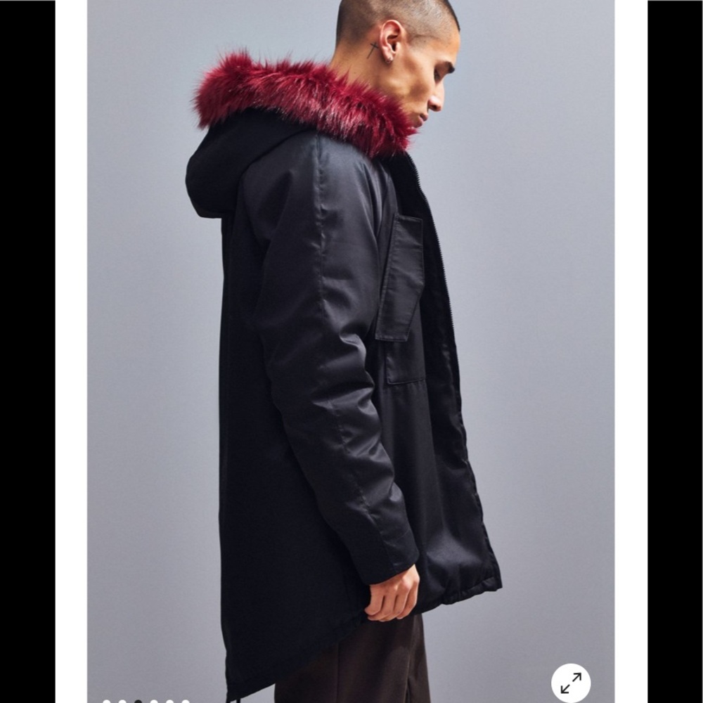 Native Youth Ease Parka black w/burgundy trim XL Urban Outfitters Men’s Fishtail